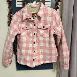 Bass Pro Shops Pink and White Checkered Kids Jean Jacket